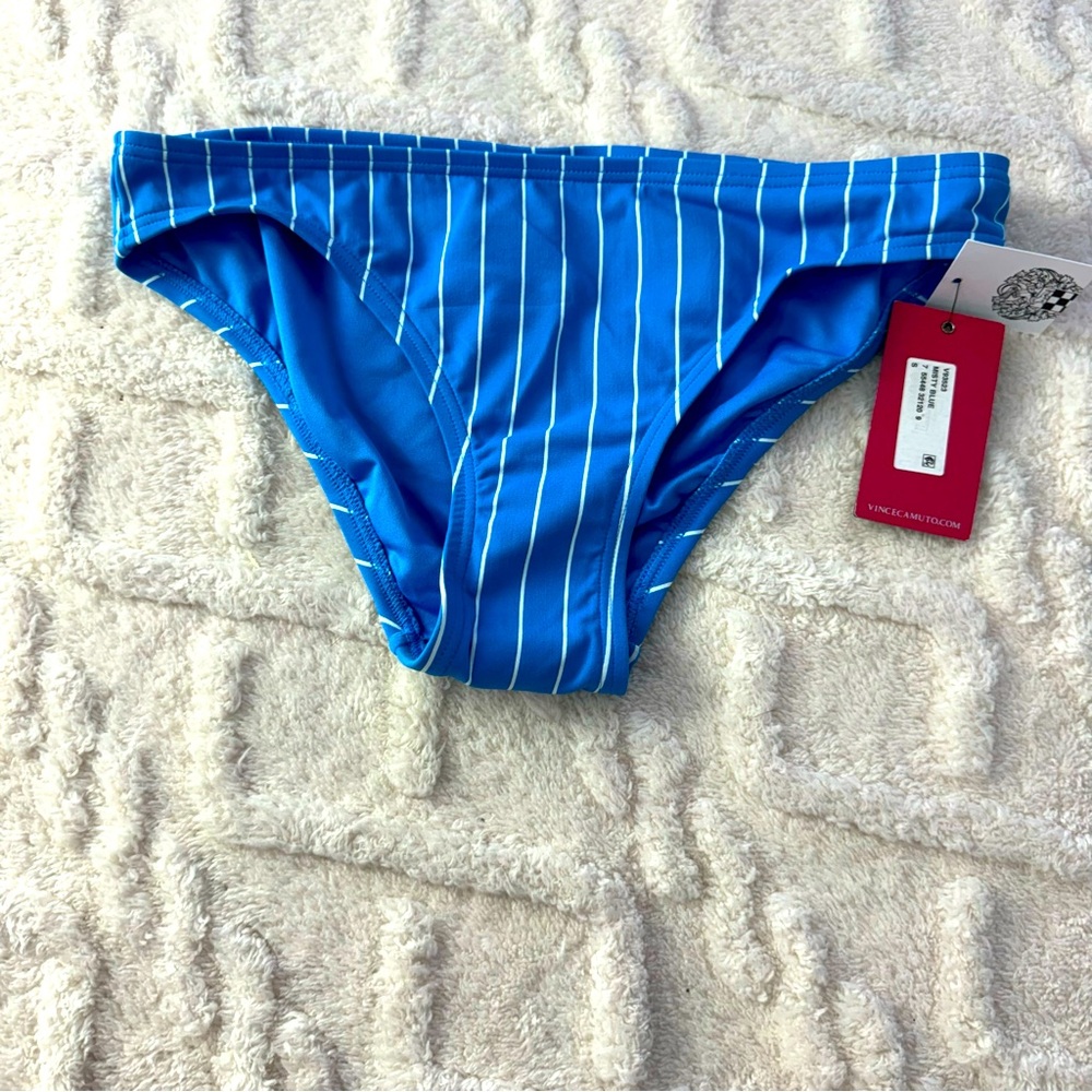 Vince Camuto swim blue striped swimming bikini bottoms women’s S